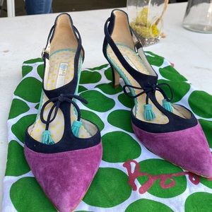 Colorful pair of Boden kitten heels. Gently worn.  Comes with shoe bag